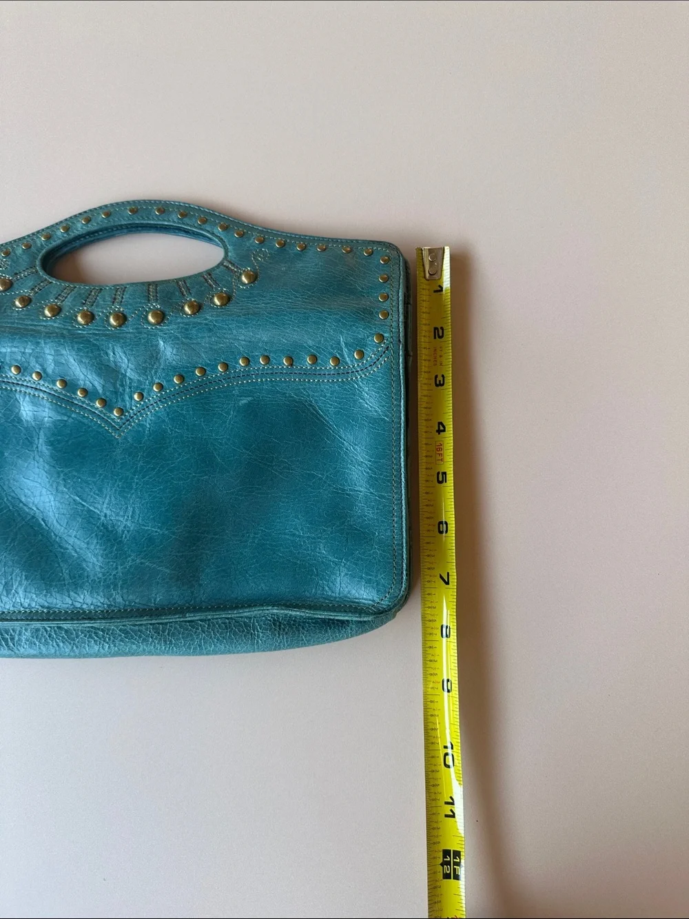 HOBO Teal Studded Leather Wristlet Clutch